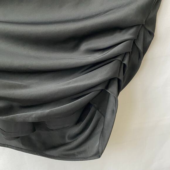 Ecru Y2K 90s Asymmetrical Ruched Top Women Size M Black Sleeveless Quiet Luxury - Picture 3 of 9